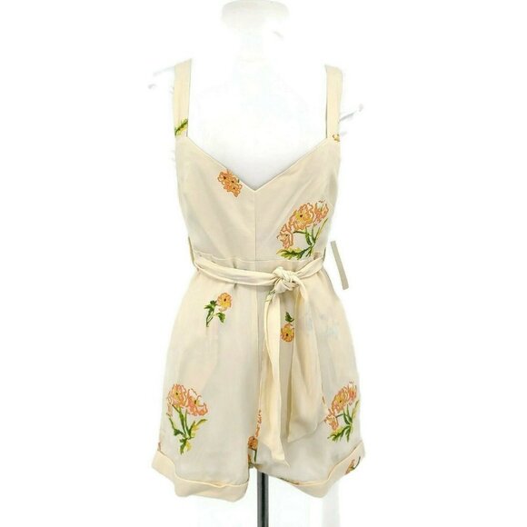 New Flynn Skye Romy Pastel Stems Romper Womens Small Ivory Floral - Picture 2 of 7